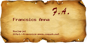 Francsics Anna névjegykártya